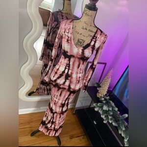 NWT Pink and Black Tie-Dye Maxi Dress